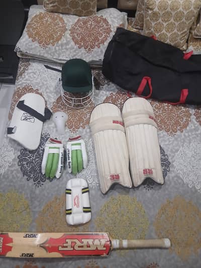 Complete Cricket Kit - MRF Bat, SS Pads, Gloves, Helmet, Kit Bag