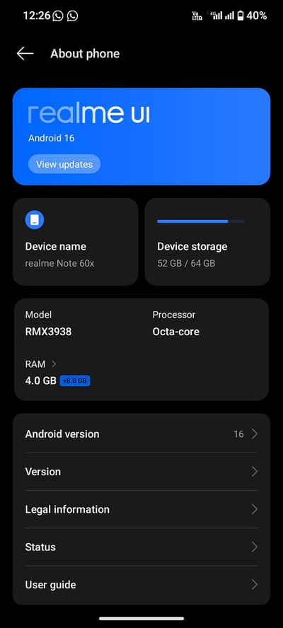 realme note 60x 4/64