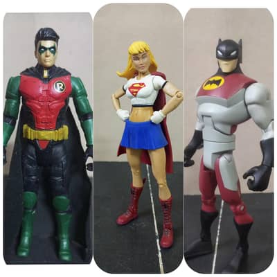 DCUC Supergirl Classic, Batman shadow Tek and Robin Action Figure