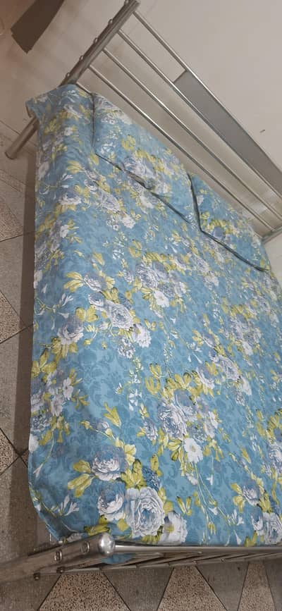 steenless steel double bed with master molty spring foam