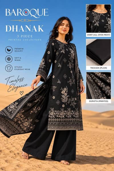 BAROQUE LUXURY DIGITAL PRINT  - Airjet Dhanak 3PC Price 3200