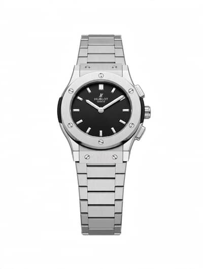 Hublot Geneve Quartz Gents watch silver black dial gujranwala