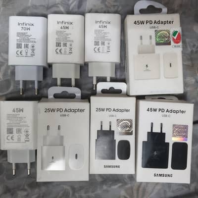 45 watts and sumsung charger 45/25 charger available