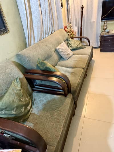 5 seater Wooden frame Sofa Set