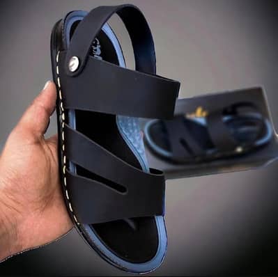 Men's Black Synthetic Leather Sandals Size 6-11