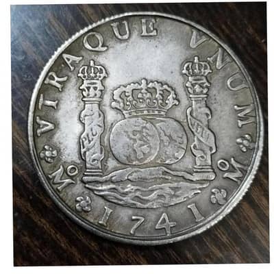 Spanish 1741 Colonial 8 Reales Silver Coin, Pillar Dollar Old Coin