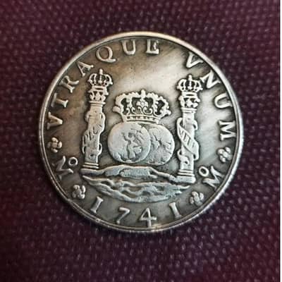 Spanish 1741 Colonial 8 Reales Silver Coin, Pillar Dollar Old Coin