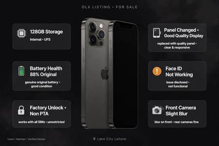 iPhone 12 Pro Max 128GB - Factory Unlock - 88% Health - Panel Changed
