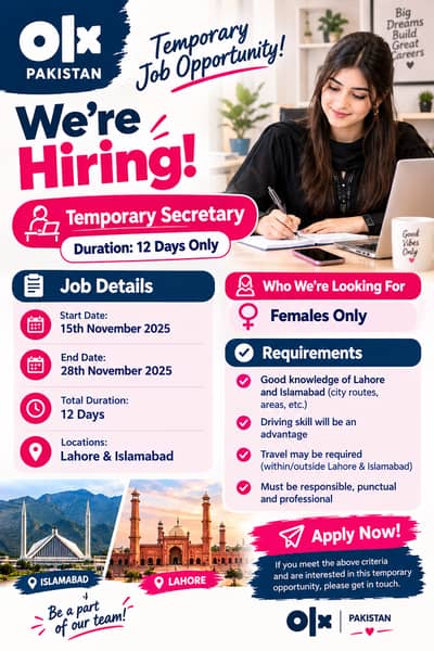 Temporary Secretary Required