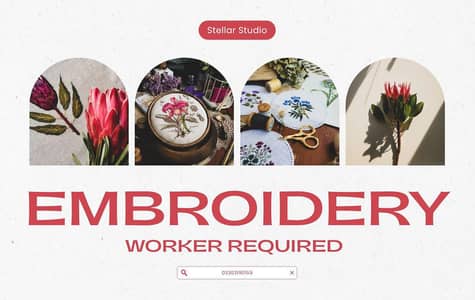 embroidery worker required krahi k kaam k liye bndy ki zaroorat h