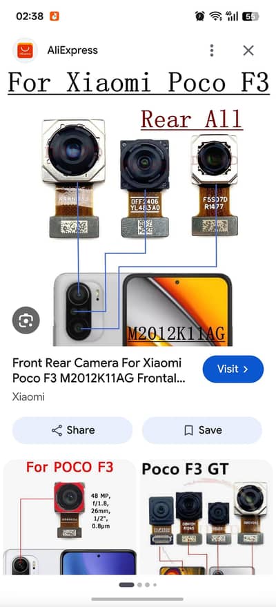 Poco f 3 main cameras original 100 %