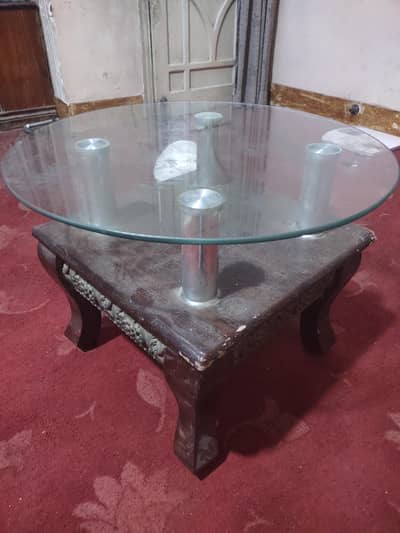 glass and wood table for sale