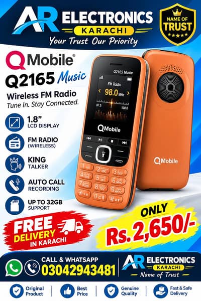 QMobile 2165 New Model Dual Sim Phone Box Pack New One Year Warranty
