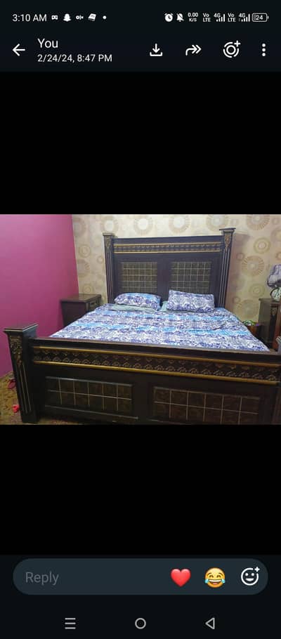 Wooden Bedroom Set – Bed, 2 Side Tables & Dressing