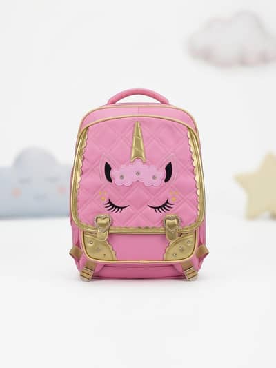 Pink & Golden Unicorn School Bag for Kids