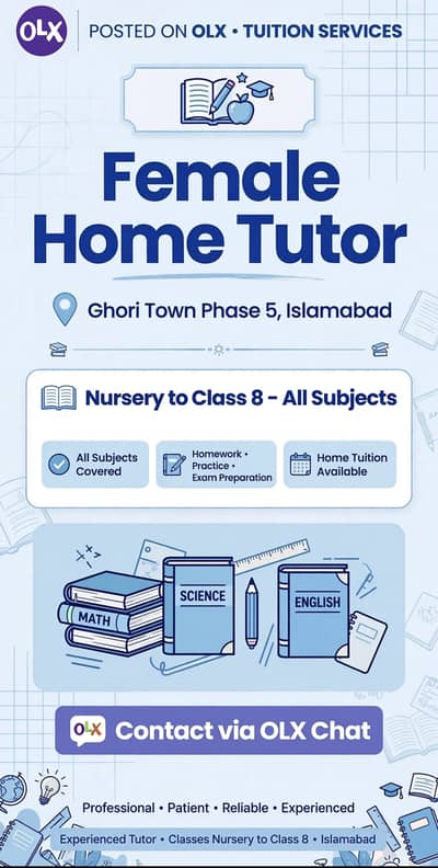 Female tutor ghori town phase 5 Islamabad