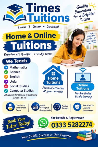 Home and online tutors available