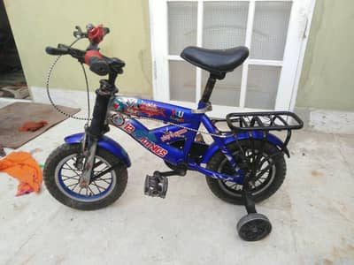 Kids Bicycle -  Blue gearless cycle with training wheels