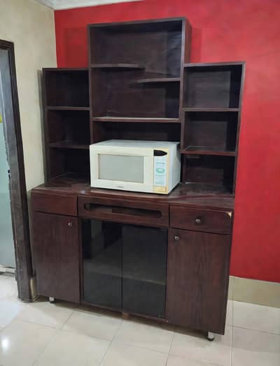 Wooden Crockery Showcase / Room Divider With Storage Cabinet - Used