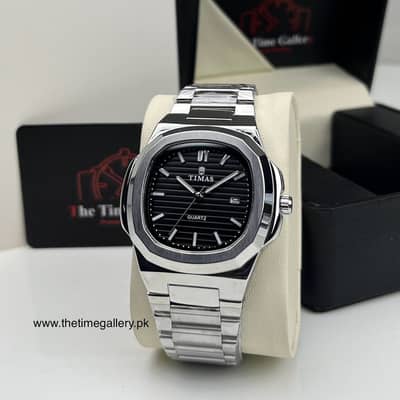 TIMAS Quartz Watch - Black Dial - Silver Chain - Urgent  Sale Sahiwal