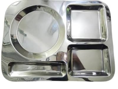 Stainless Steel 4 Portion Plate - Portion