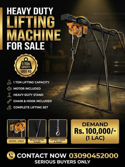 1 Ton Heavy Duty Lifting Machine with Stand & Motor, Winch Motor