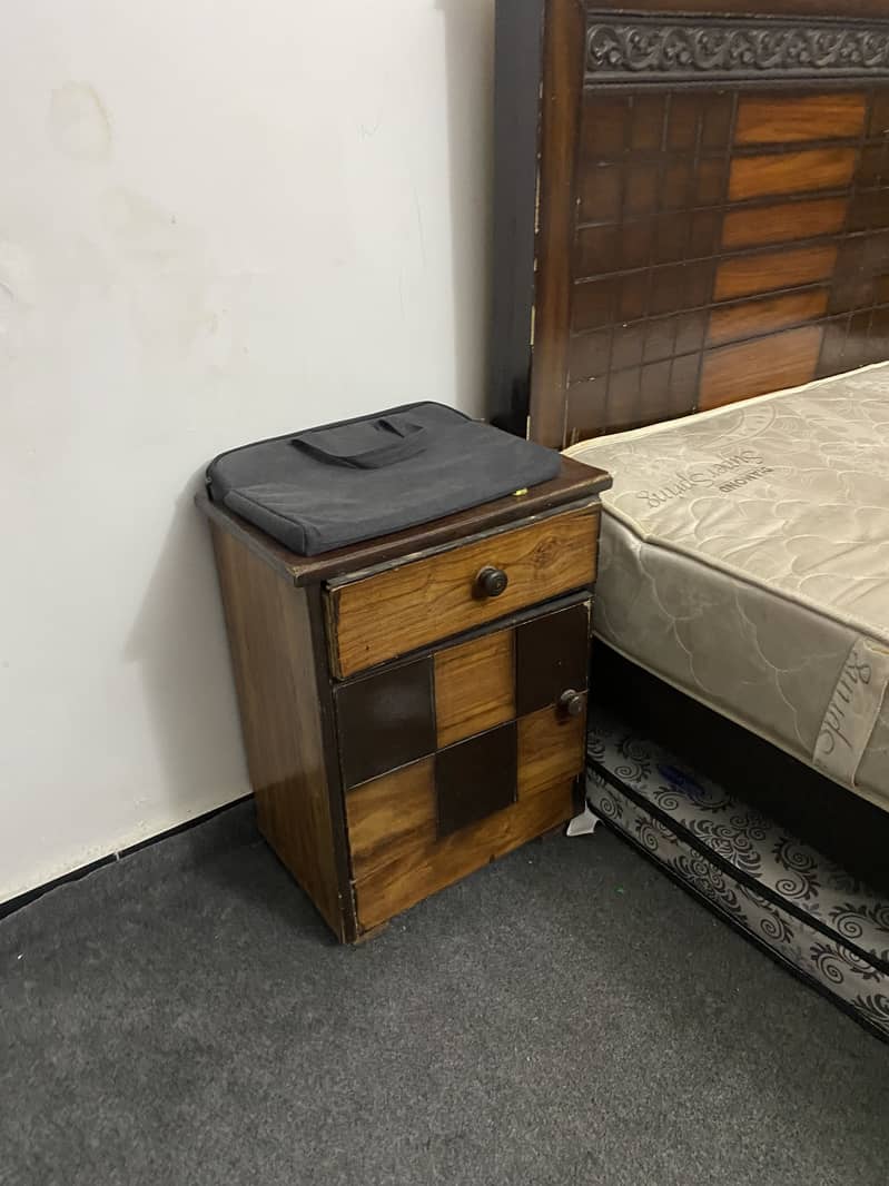 Bed 2 side table and spring mattress 2