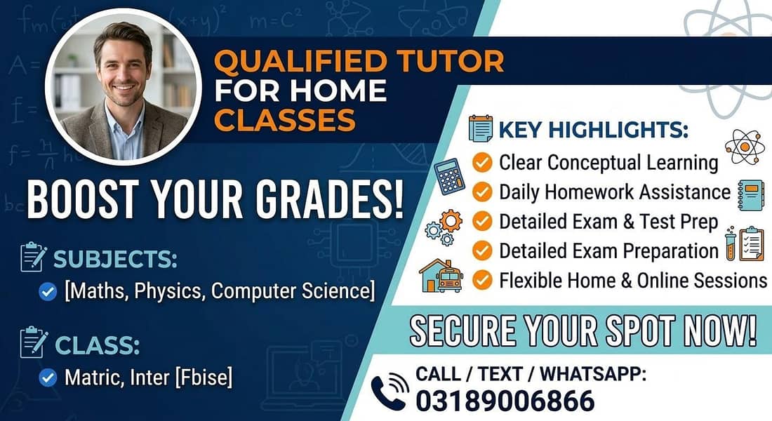 Qualified Tutor for Home Classes 0
