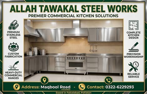 Food Stall Stainless Steel Counters Deep Fryer Cooking Range Restauran