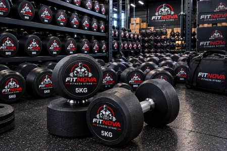 5KG Premium Rubber Coated Dumbbells | FitNova Fitness Store