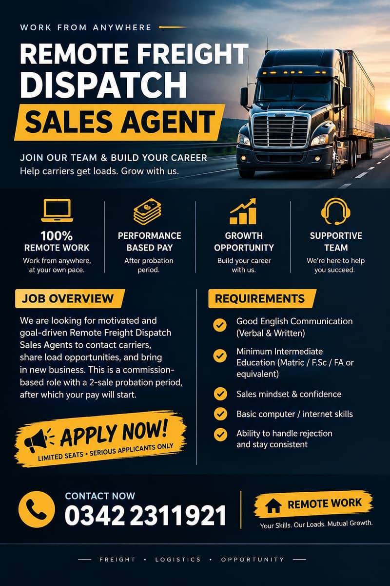 Freight Dispatch Sales Agent Remote 0
