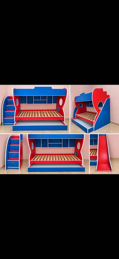 Kids bed with drawers and slite