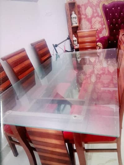 mirror table and 8 sitters