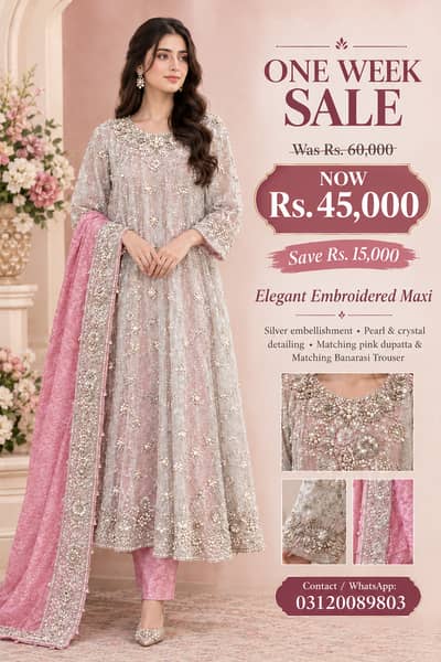 ONE WEEK SALE – ELEGANT EMBROIDERED MAXI