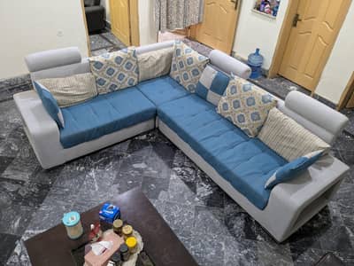 Modern L-Shape Corner Sofa Set / Sectional Couch with Cushions