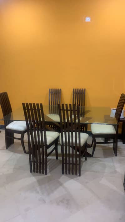 6-Seater Glass Dining Table with 6 Chairs