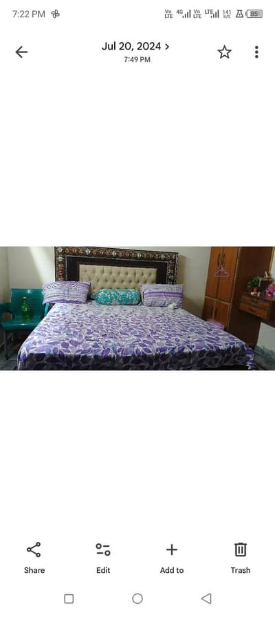 Beautiful Bed with side table and sofa