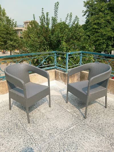 Rattan Chairs x 2 Outdoor Grey