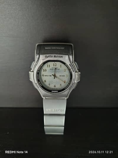 CASIO vintage DATA BANK FKT-2000 digital analog watch metal band