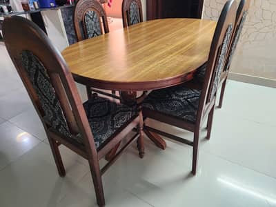 wooden dining table with 5 chairs