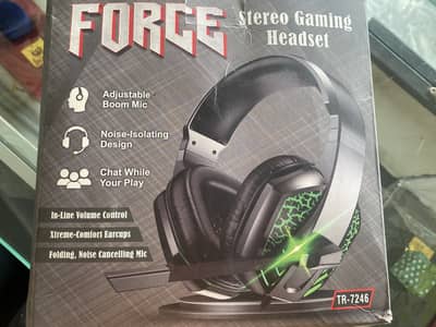FORCE TR-7246 Stereo Gaming Headset with Mic – Black & Green