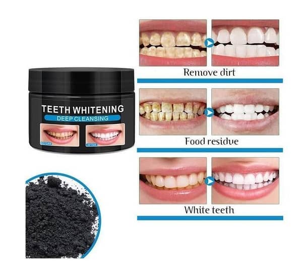 T   Teeth Whitening Powder With Activated Charcoal & Carbon Powder Deep Cleansing Charcoal Tooth Powder 100% Natural Activated Carbon Strong Formula Dental Whitening Black Cleaning Powder