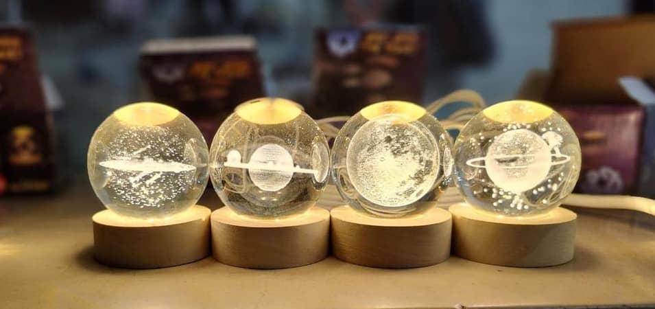 T   USB LED Night Light Galaxy Crystal Ball Table Lamp 3D Planet Moon Lamp Bedroom Home Decor for Kids Party Children Birthday Gifts