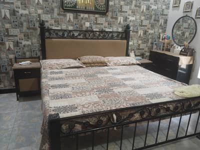 Bed set with side table and dressing without mattress