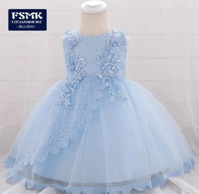 light blue princess tuell dress for girl wedding party| wedding dress