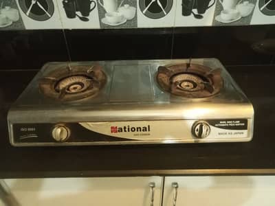 Gas stove. Double burner. Whirl wind glame. Automatic piezo ignition.