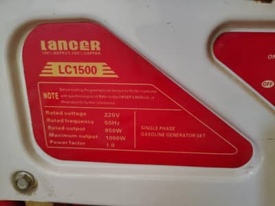 lancer lc1500 generator petrol and gas both in good condition 1000w