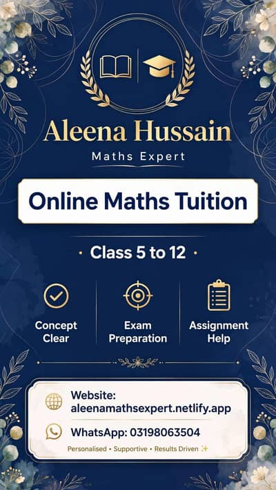 online maths tutor class 5 to 12 aleena hussain female tutor