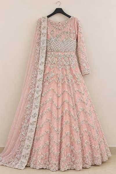 Beautiful Powder Pink Waleema Bridal Maxi for Sale
