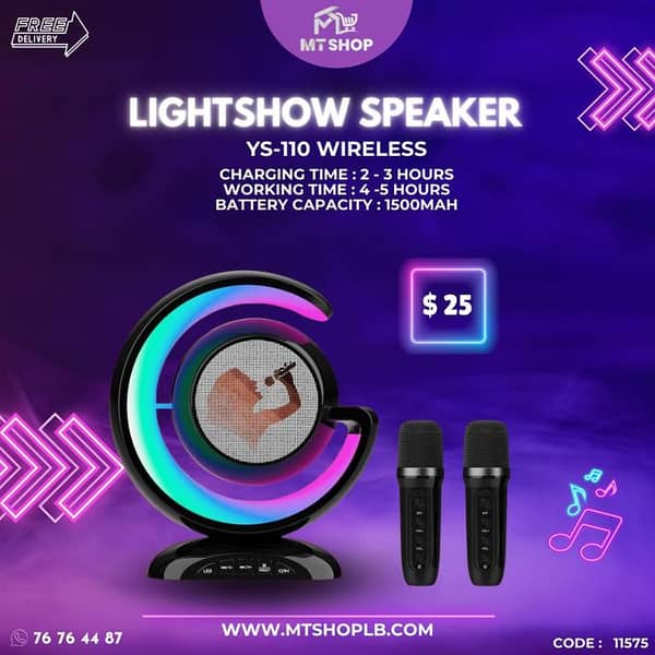 T  YS-110 Wireless Lightshow Speaker With Microphone